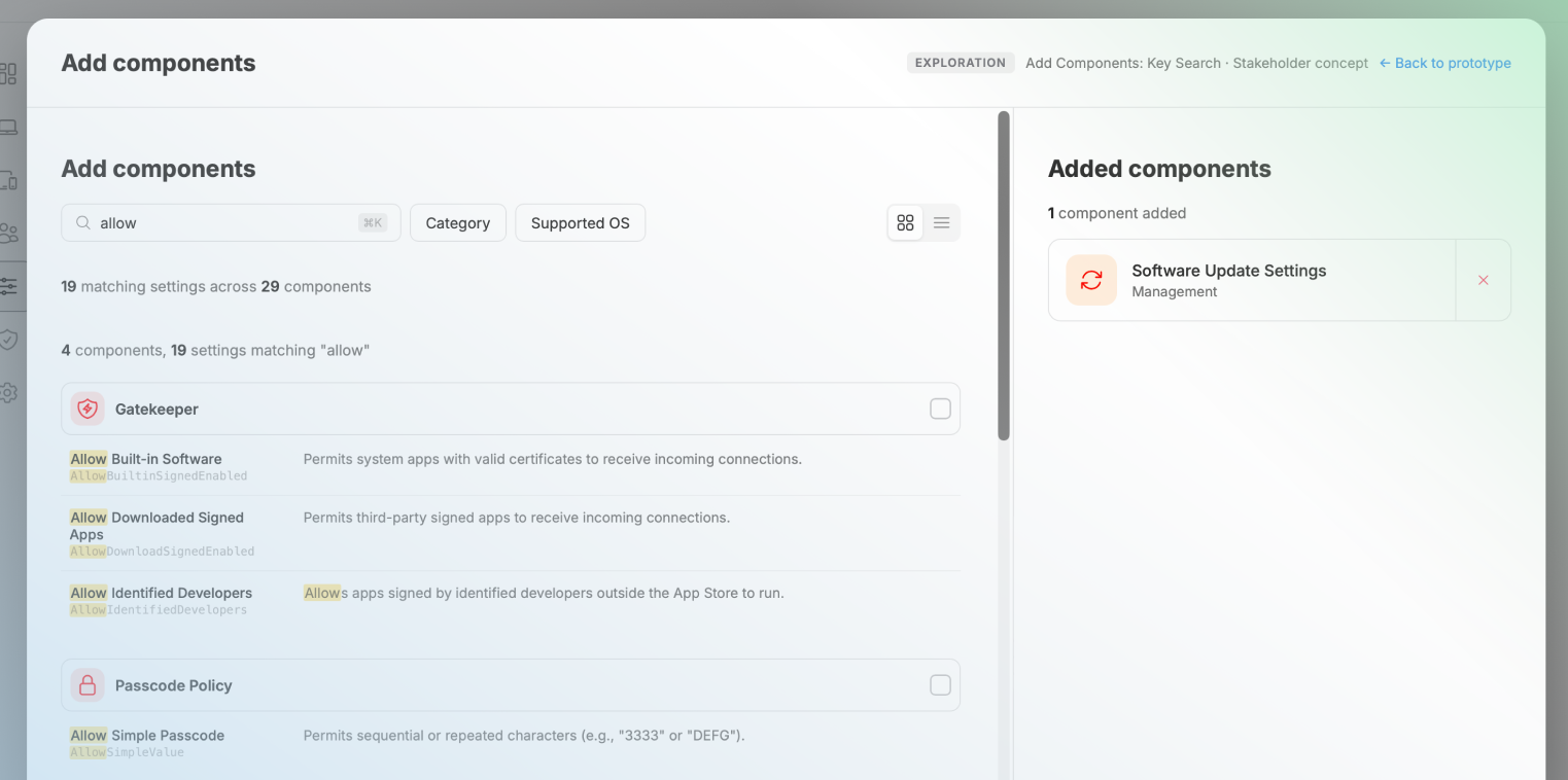 Key-Level Component Search